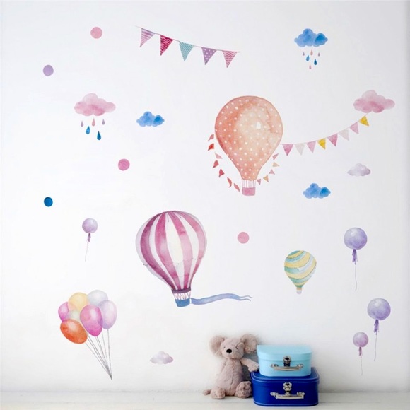 2/$10 BOGO  Vinyl Wall Decals Hot Air Balloons Stickers Decor - Picture 3 of 3